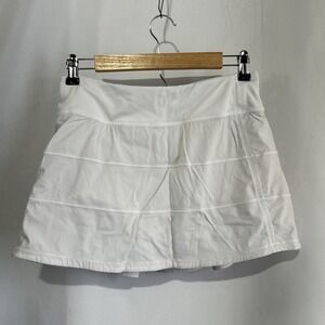 Lululemon Skirt Women's 6 White Athletic Tennis Running Pace Setter Pleated Zip